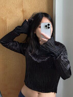NIN STUDIO SIMPLE PLEATED TOP SS25, S, Black